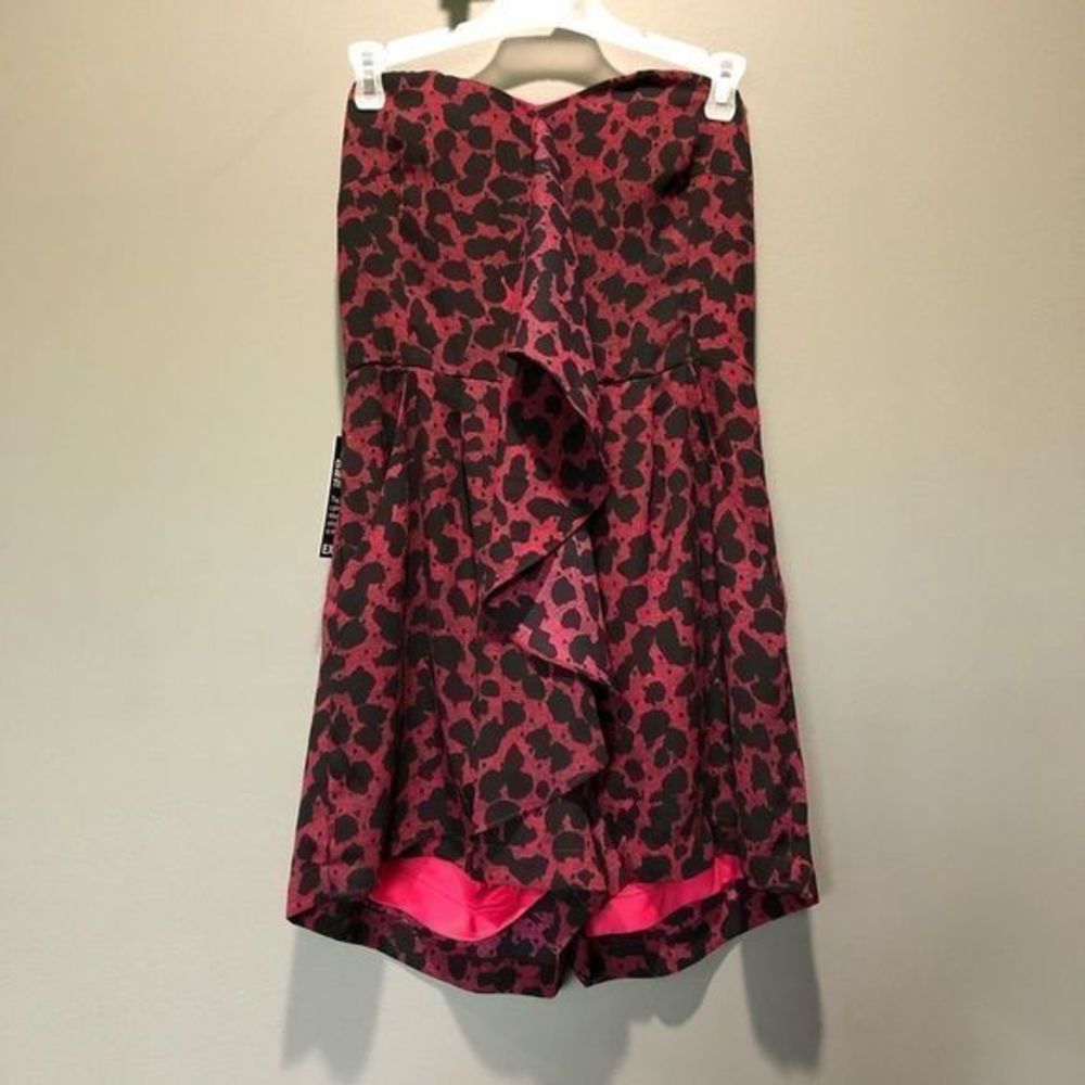 Express Pink & Black Animal Print Strapless Romper size 0 new with tags